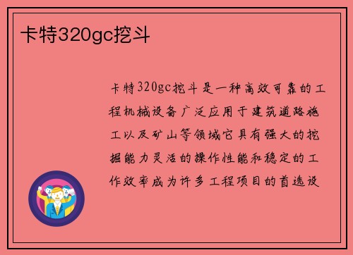 卡特320gc挖斗